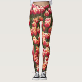 Tulipán rojo y blanco Legging