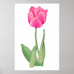 Tulipán rosa , arte vintage japonés