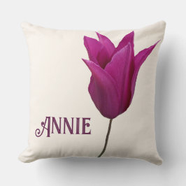 Tulipán rosa clásico Una almohada de personalizabl