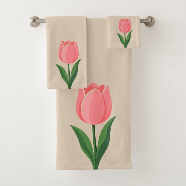 Tulipán rosa moderno sobre beige claro (In situ)