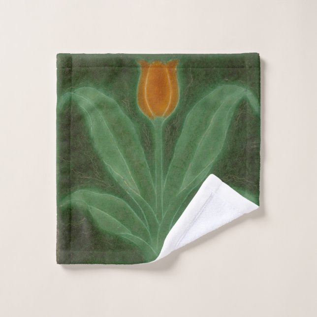 Tulipán verde amarillo repro mosaico Art Nouveau (Toallita)