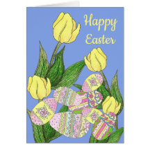tulipán y huevos de Pascua