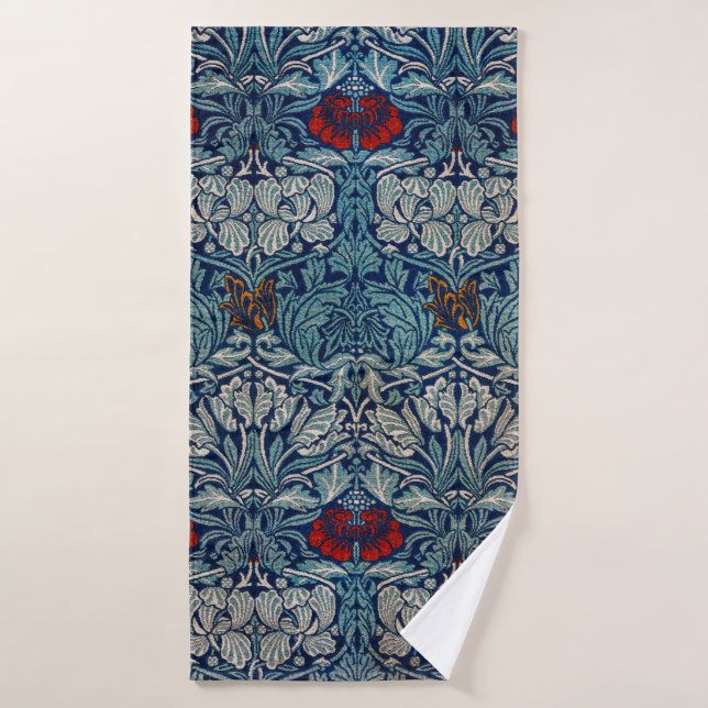 Tulipán y Rosa, William Morris (Toalla de baño)