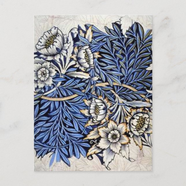 "Tulipán y sauce" por William Morris - postal (Anverso)