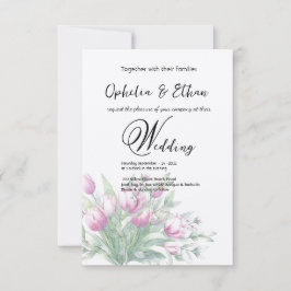 Tulipanes acuarelas, invitación a la boda