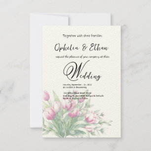 Tulipanes acuarelas, invitación a la boda