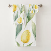 Tulipanes Amarillos Pintura Floral Acuarela Botáni