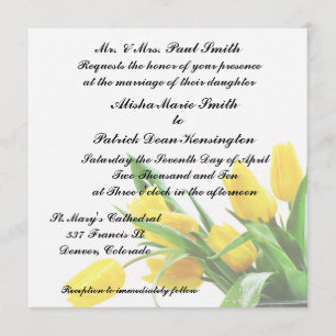 Tulipanes amarillos que casan la invitación de la