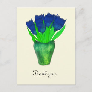 Tulipanes azules brillantes Gracias tarjeta