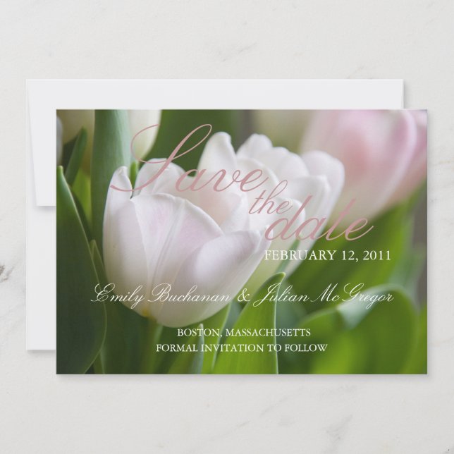 Tulipanes Blancos • Anuncio de Fecha de Boda (Anverso)
