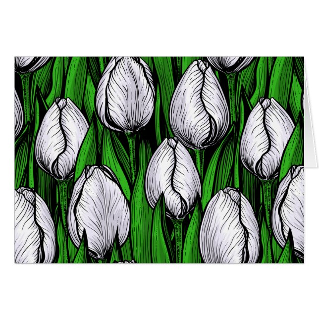 Tulipanes blancos con hojas verdes (Anverso (Horizontal))