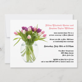 Tulipanes coloridos en vasos - Invitación Boda