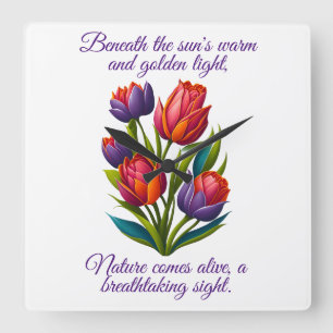 Tulipanes con poema - Reloj de pared