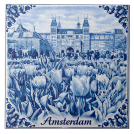 Tulipanes de Ámsterdam baldosa estilo Delft Blue