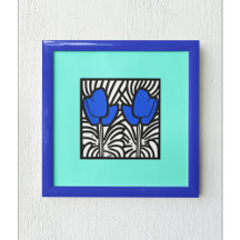 Tulipanes de arte pop azul eléctrico