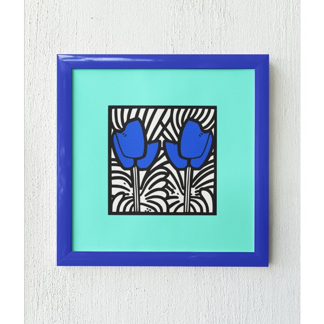 Tulipanes de arte pop azul eléctrico (Subido por el creador)