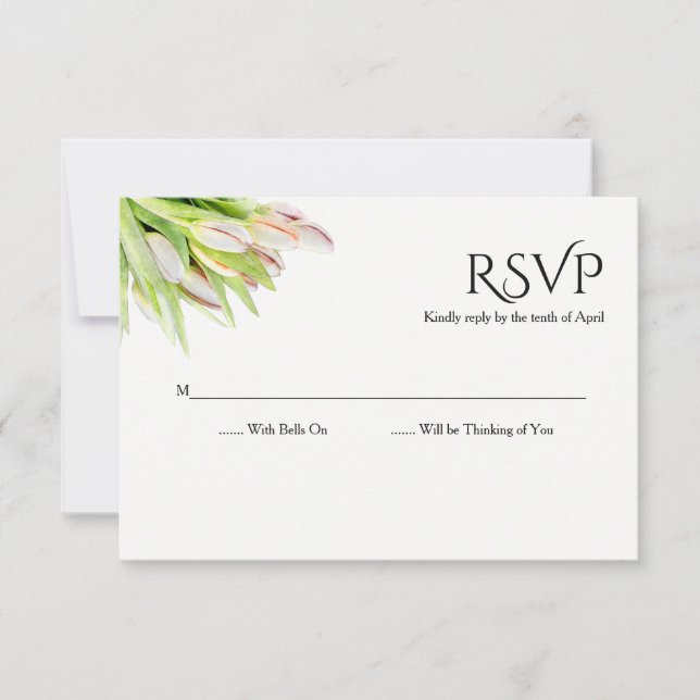 Tulipanes de color de agua boda RSVP (Anverso)