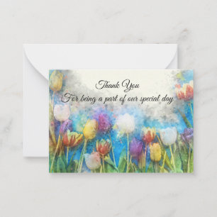 Tulipanes de color de agua Gracias Tarjetas