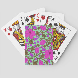 Tulipanes de estilo rosa y menta en cartas de jueg