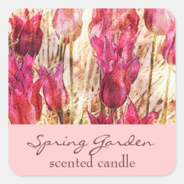 tulipanes de jardín rosa - etiqueta de vela o jabó