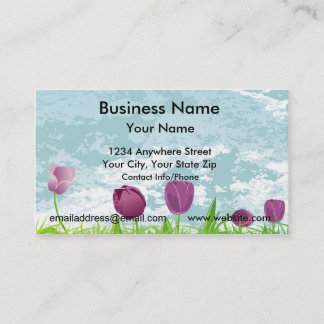 Tulipanes de la púrpura de la tarjeta de visita