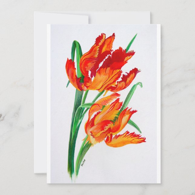 Tulipanes de loro rojo brillante (Anverso)
