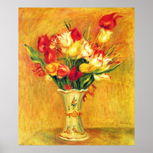 Tulipanes de Pierre Renoir, arte del impresionismo (Frente)