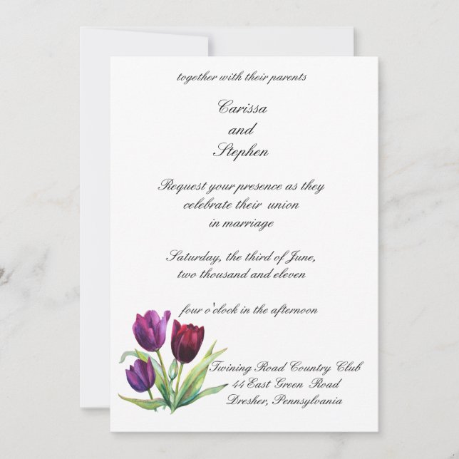 Tulipanes de PMACarlson que casan la invitación (Anverso)