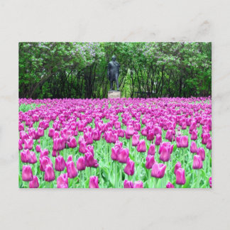 Tulipanes de primavera en la postal del Jardín Ing