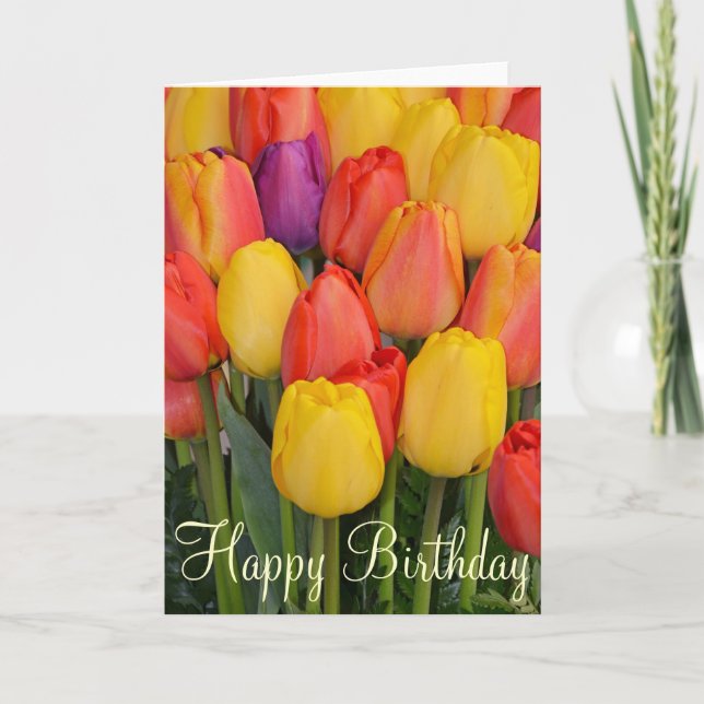 Tulipanes de primavera Tarjeta de bienvenida de cu (Anverso)