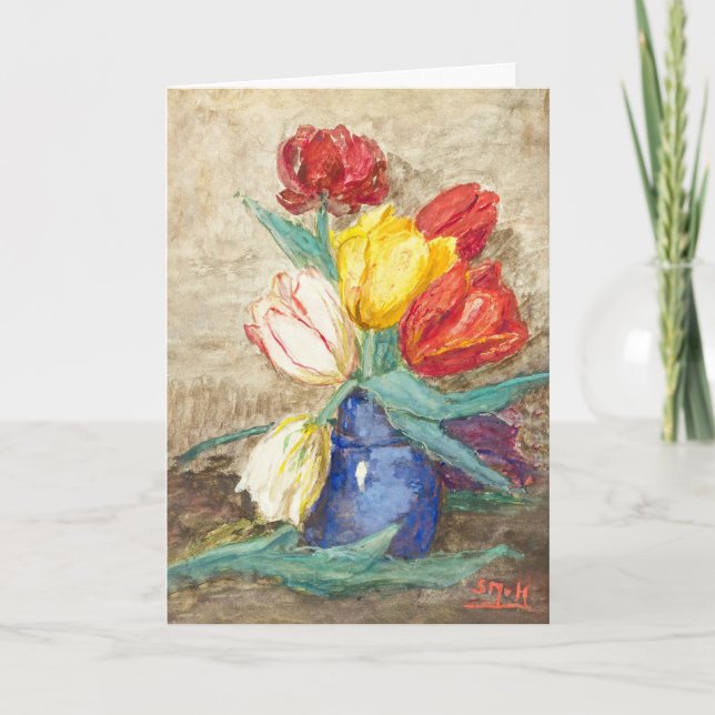 Tulipanes de tarjetas de cumpleaños plegadas (Anverso)