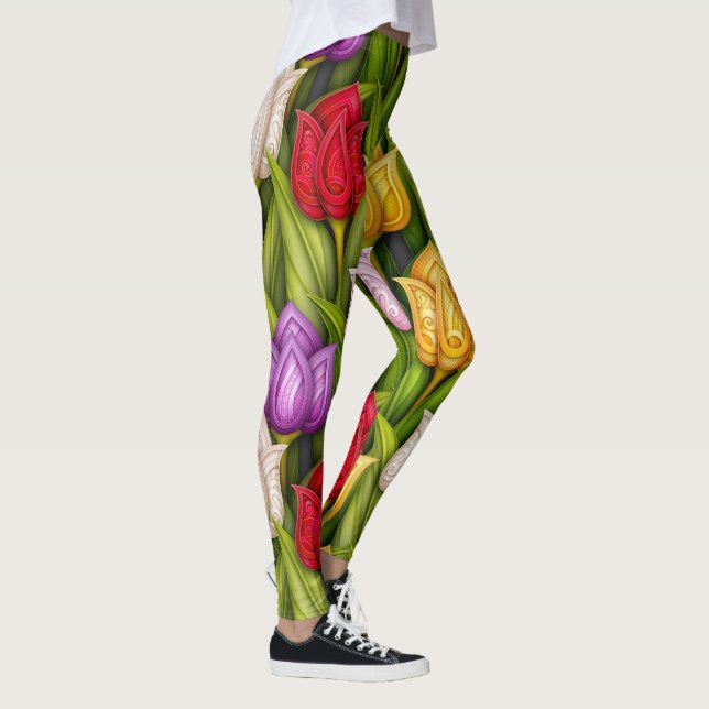 Tulipanes en flor de moda pop Leggings 3 (Derecha)