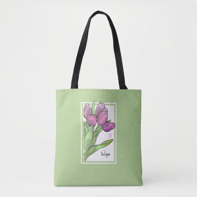 Tulipanes en la bolsa de Sage Tote (Anverso)