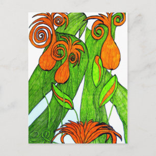 Tulipanes en la postal naranja