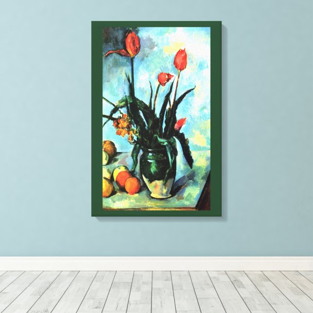 Tulipanes en un jarrón de Paul Cezanne, Arte Vinta (Insitu (piso de madera))