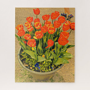 Tulipanes en un rompecabezas