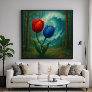 Tulipanes enmarañados - Arte floral de estilo páin