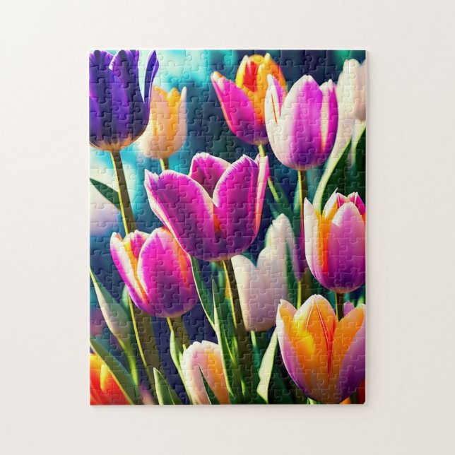 Tulipanes espectaculares en flor, rompecabezas (Vertical)