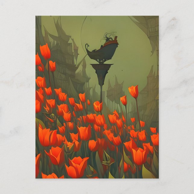 Tulipanes, flores, postal para el posttravesía (Anverso)