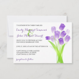Tulipanes morados - Invitación a la boda 3x5