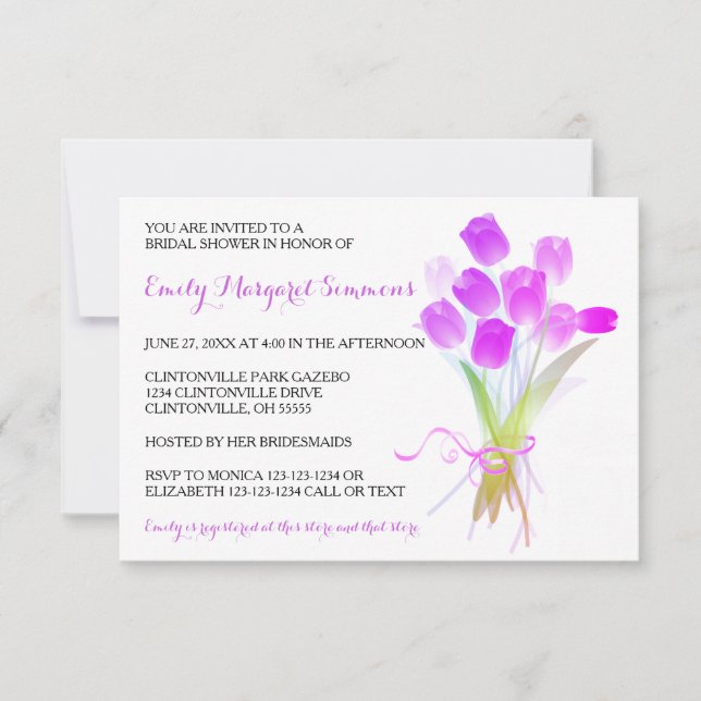 Tulipanes Morados - Invitación para Despedida de S (Anverso)