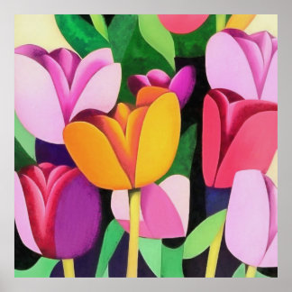 Tulipanes multicolores Resumen de arte