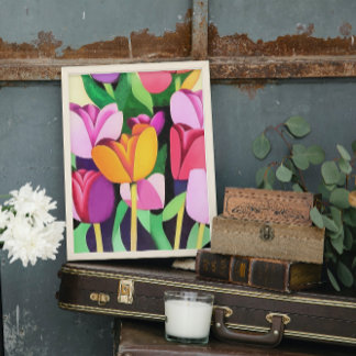 Tulipanes multicolores Resumen de arte