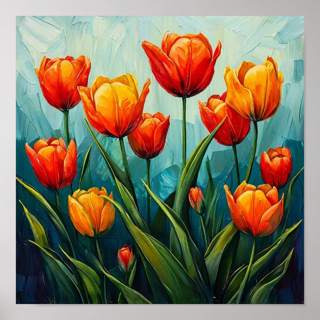 Tulipanes naranjas Decoración del hogar floral bri (Frente)
