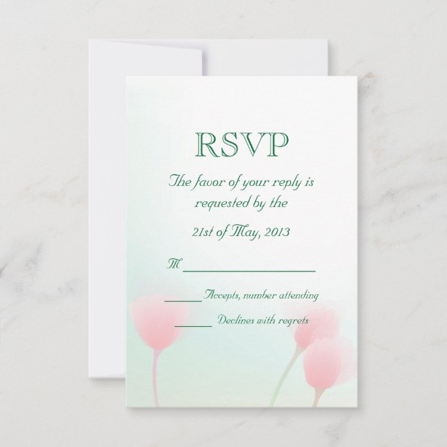 Tulipanes Pastel rosa suave Boda RSVP (Anverso)