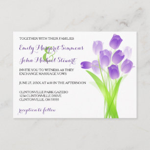 Tulipanes púrpuras - invitación de la boda 3x5