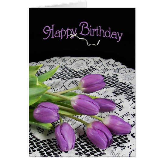 Tulipanes púrpuras tarjeta de felicitación