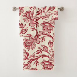 Tulipanes Rojas y Crema Toile - Decoración Campo F