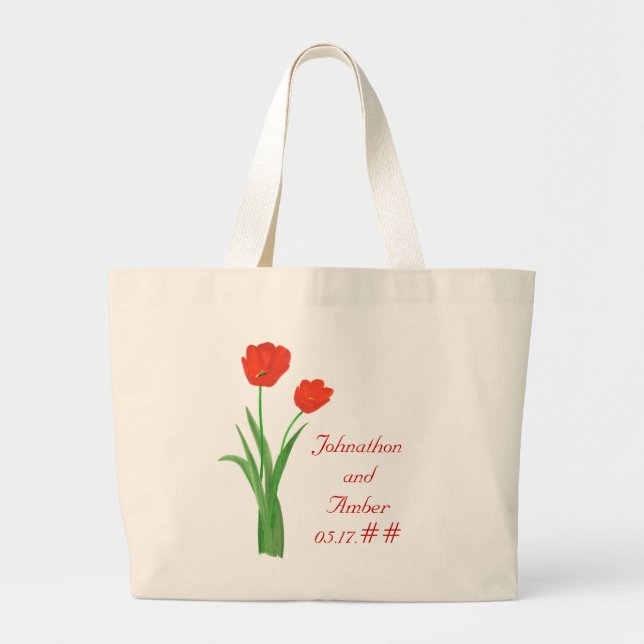 Tulipanes rojos, bolsas de té Boda (Frente)