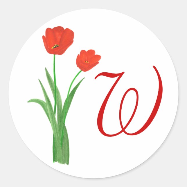 Tulipanes rojos bonitos, Bodas monogramos sellos P (Anverso)